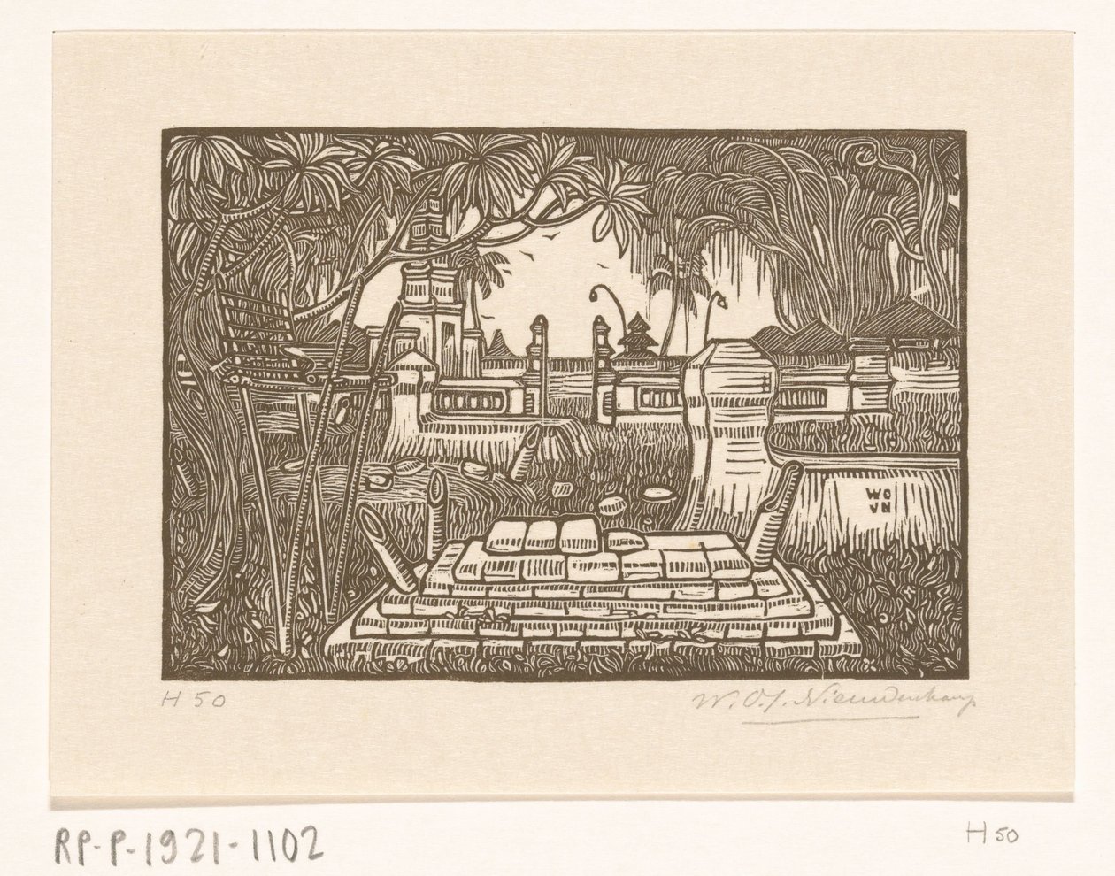 Cemetery in Singaraja on Bali by Wijnand Otto Jan Nieuwenkamp (signed by artist)