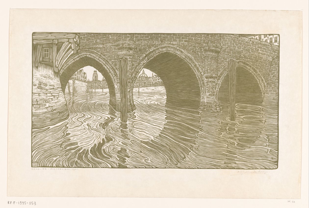 Bridge in Mechelen by Wijnand Otto Jan Nieuwenkamp (signed by artist)