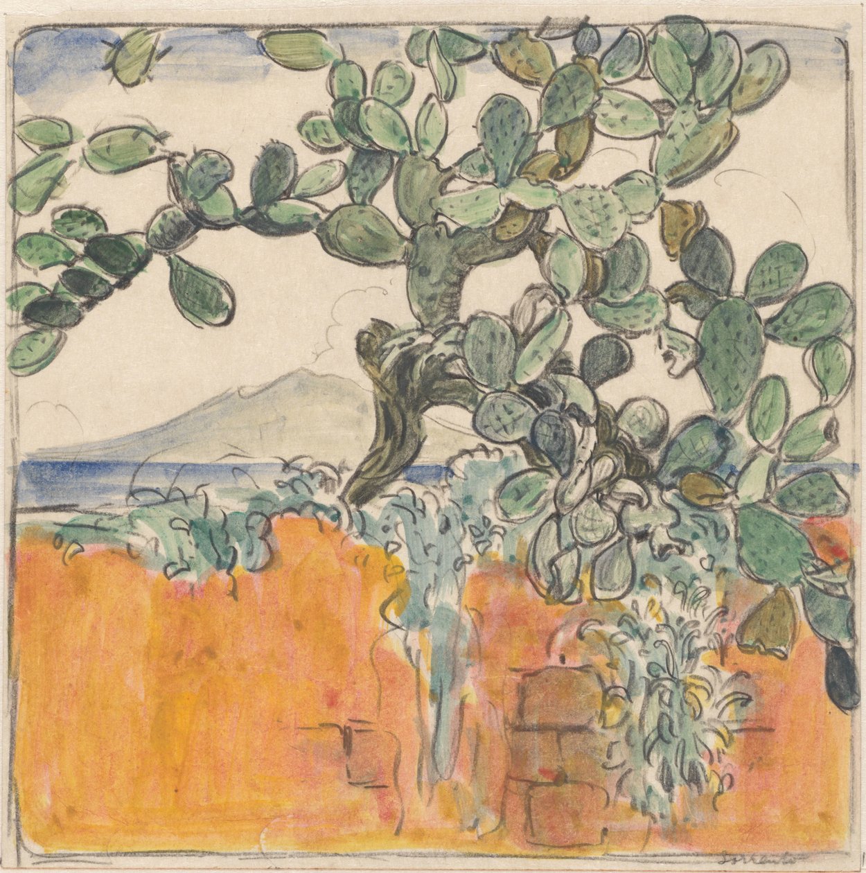 View with Cactus on Mount Vesuvius from Sorrento by Wijnand Otto Jan Nieuwenkamp