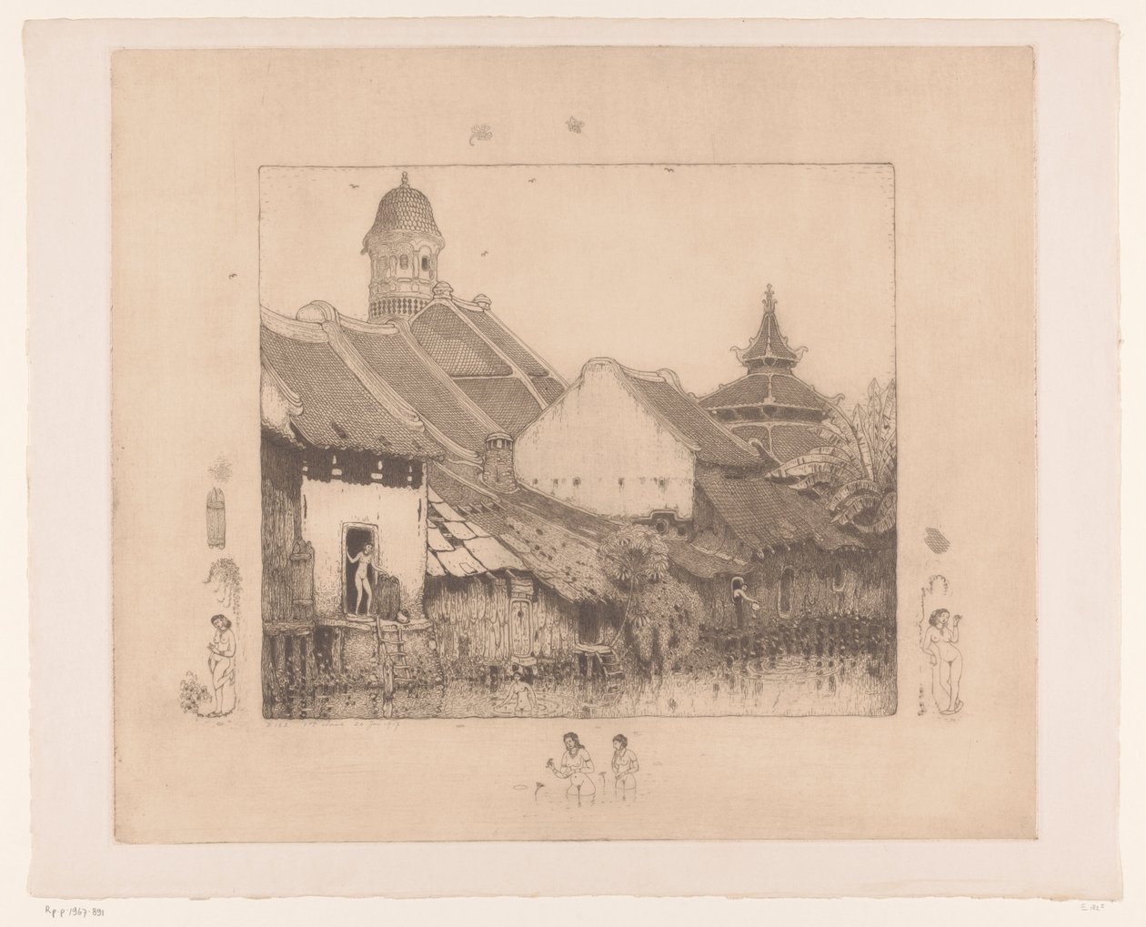 Houses and Bathers in Semarang by Wijnand Otto Jan Nieuwenkamp