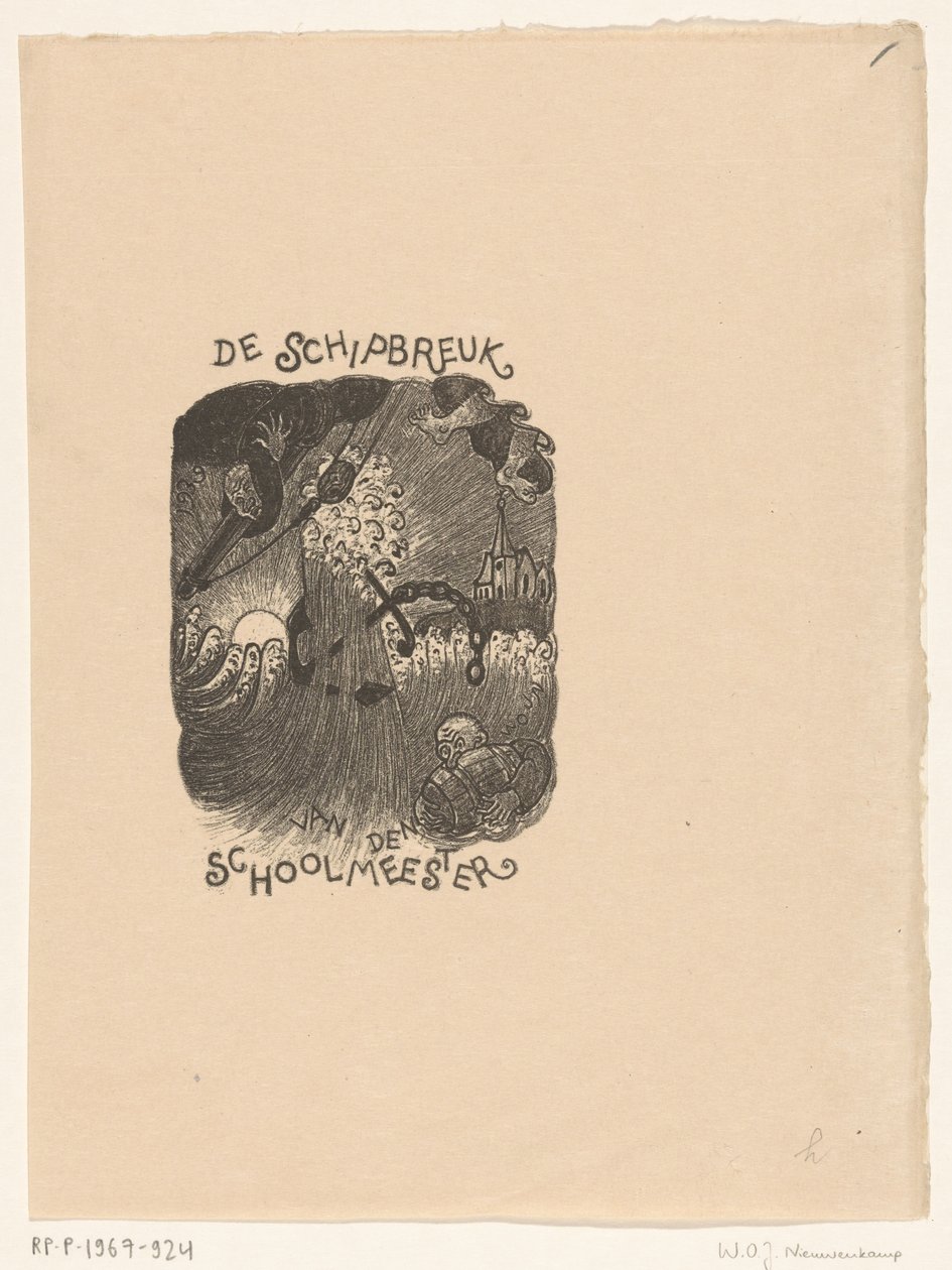 Design of a Title Page for: The Schoolmaster, The Shipwreck by Wijnand Otto Jan Nieuwenkamp