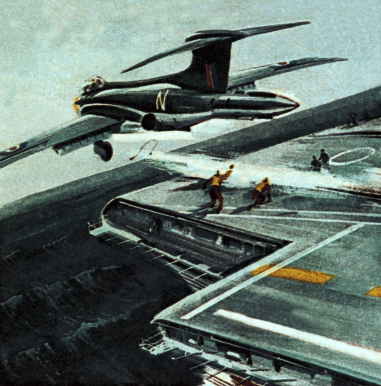 Jet and Aircraft Carrier by Wilf (20th century) Hardy