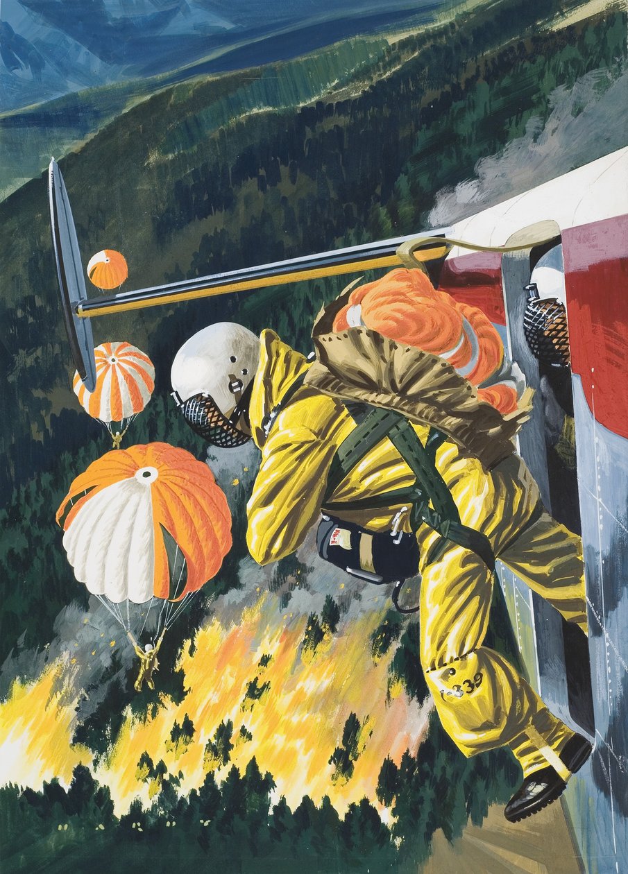 Parachutists by Wilf (20th century) Hardy