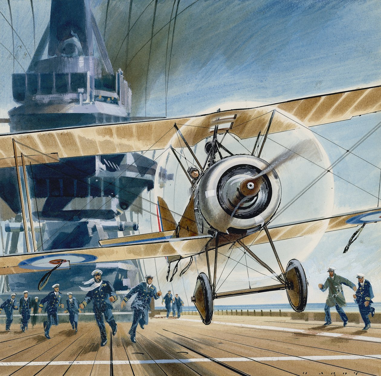 The First Deck Landing by Wilf (20th century) Hardy
