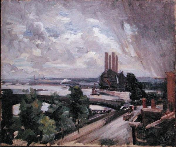 Battersea Bridge from Cheyne Walk, Chelsea by Wilfred Gabriel de Glehn