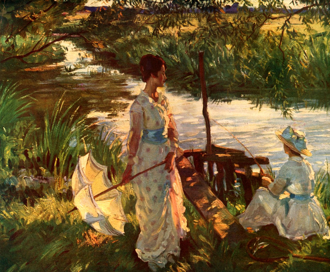 Fishing, Book Plate by Wilfred Gabriel de Glehn