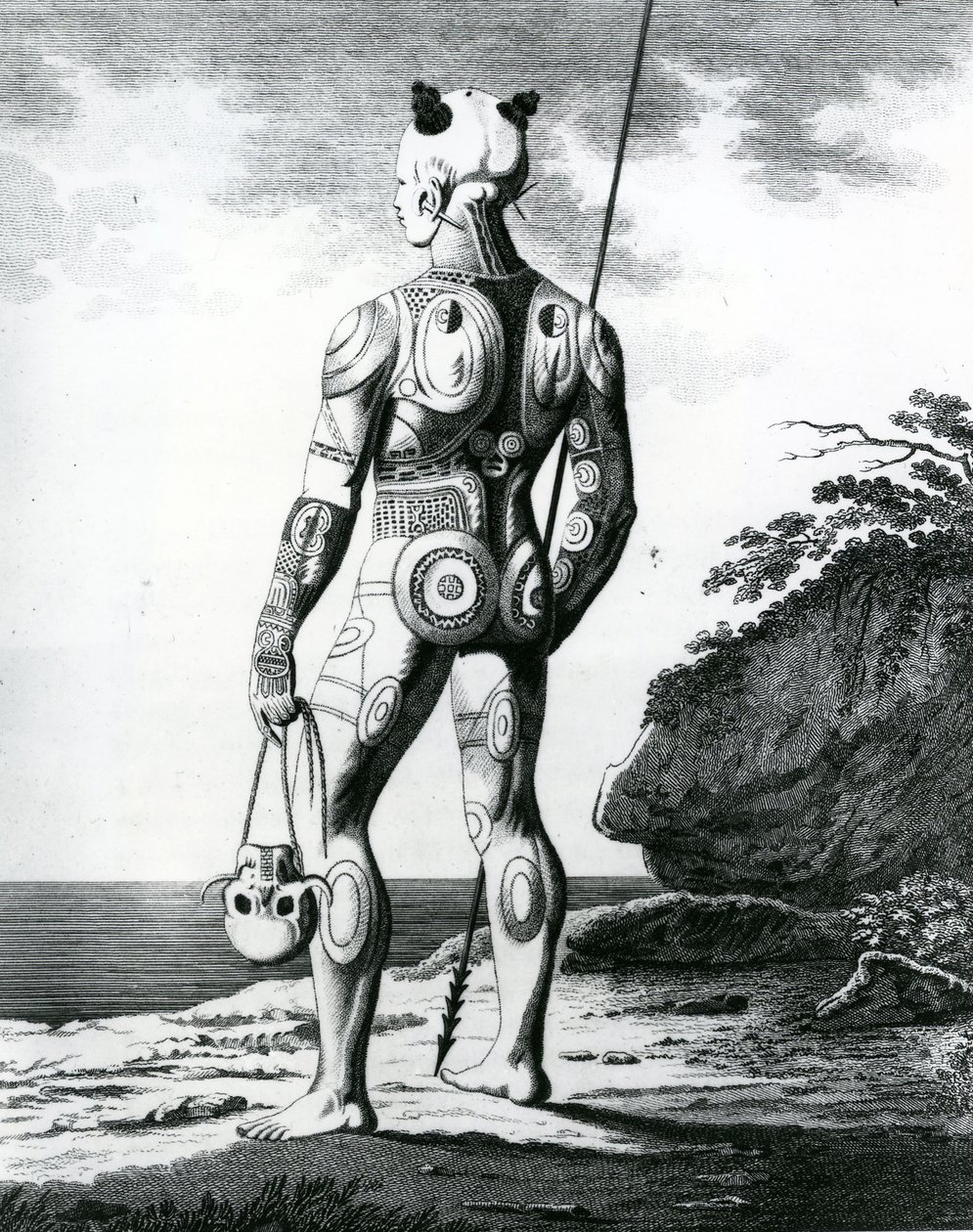 A Young Noukahiwan Man Not Completely Tattooed, 1813 by Wilhelm Gottlieb Tilesius von Tilenau