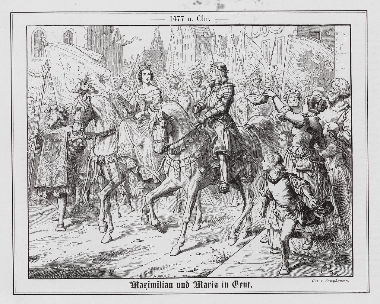 Erzherzog Maximilian von Österreich und Maria von Burgund in Gent von Wilhelm Camphausen