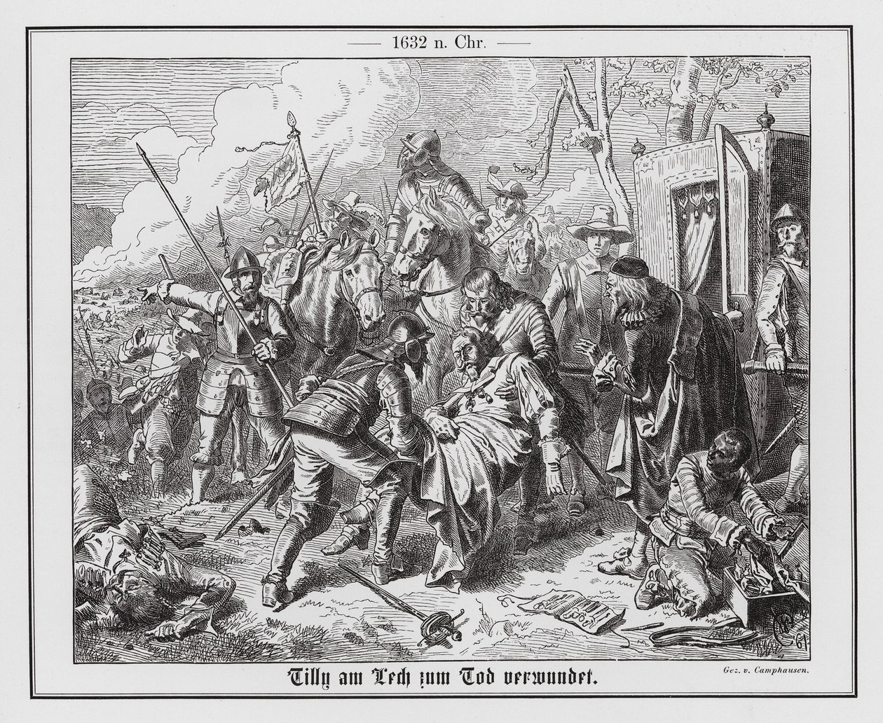 Count Tilly Wounded at the Battle of Rain by Wilhelm Camphausen