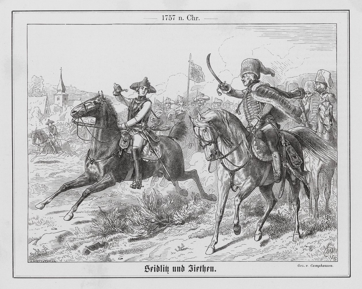 Friedrich Wilhelm von Seydlitz and Hans Joachim von Zieten, Prussian Cavalry Generals by Wilhelm Camphausen