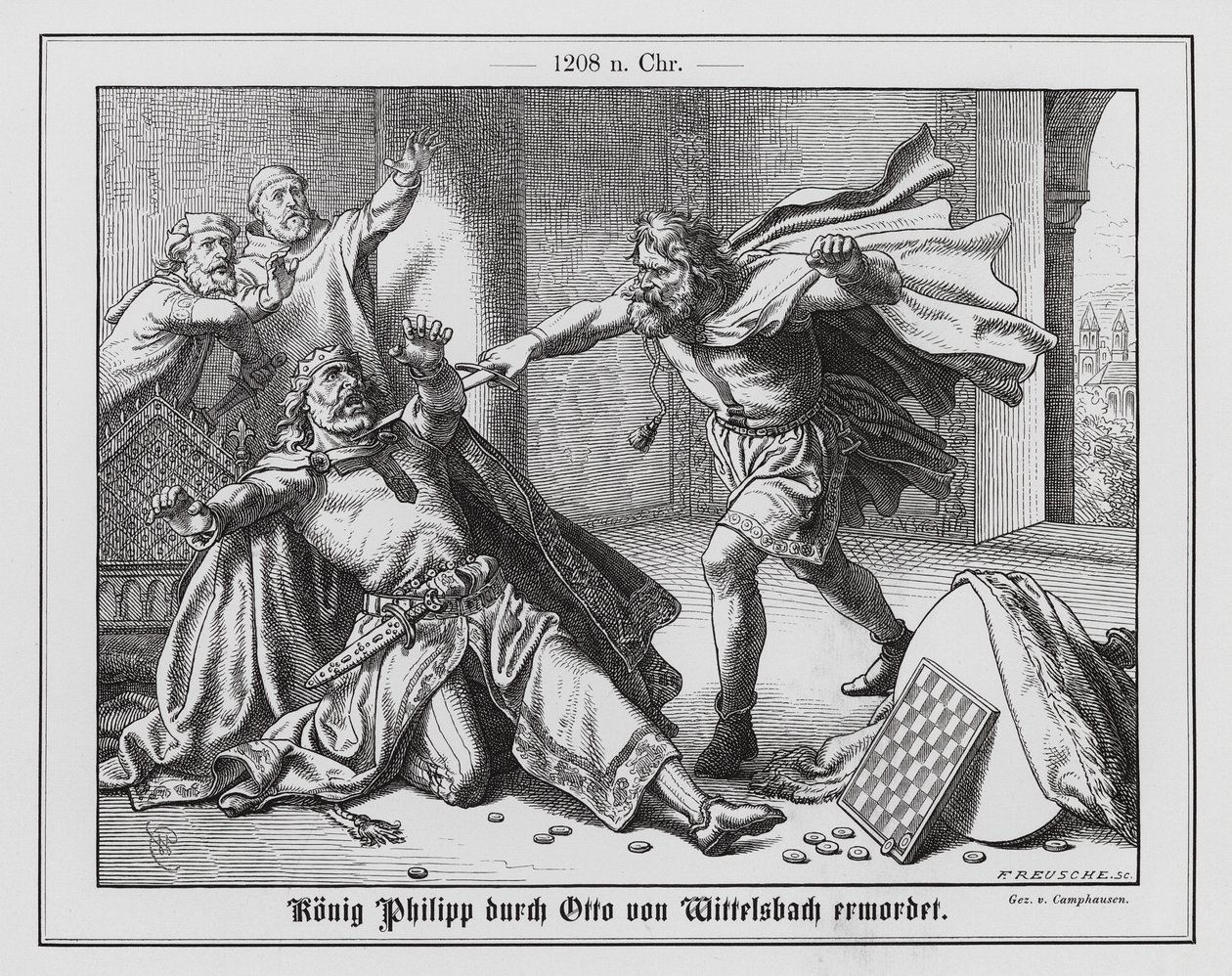 Murder of King Philip of Swabia by Otto of Wittelsbach by Wilhelm Camphausen