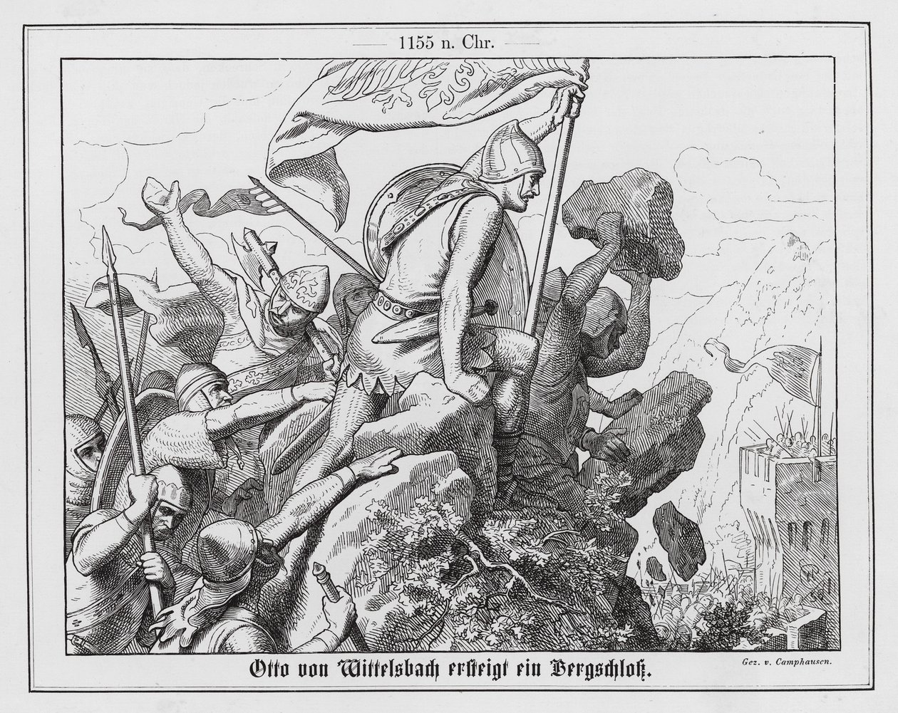 Otto of Wittelsbach Besieging a Mountain Castle, Italy by Wilhelm Camphausen