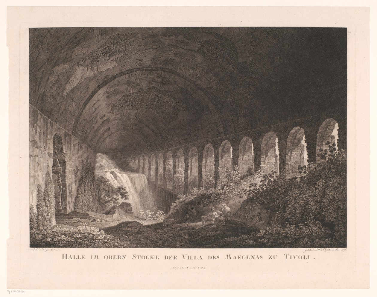 View in the Stables of Villa Maecenas in Tivoli by Wilhelm Friedrich Gmelin