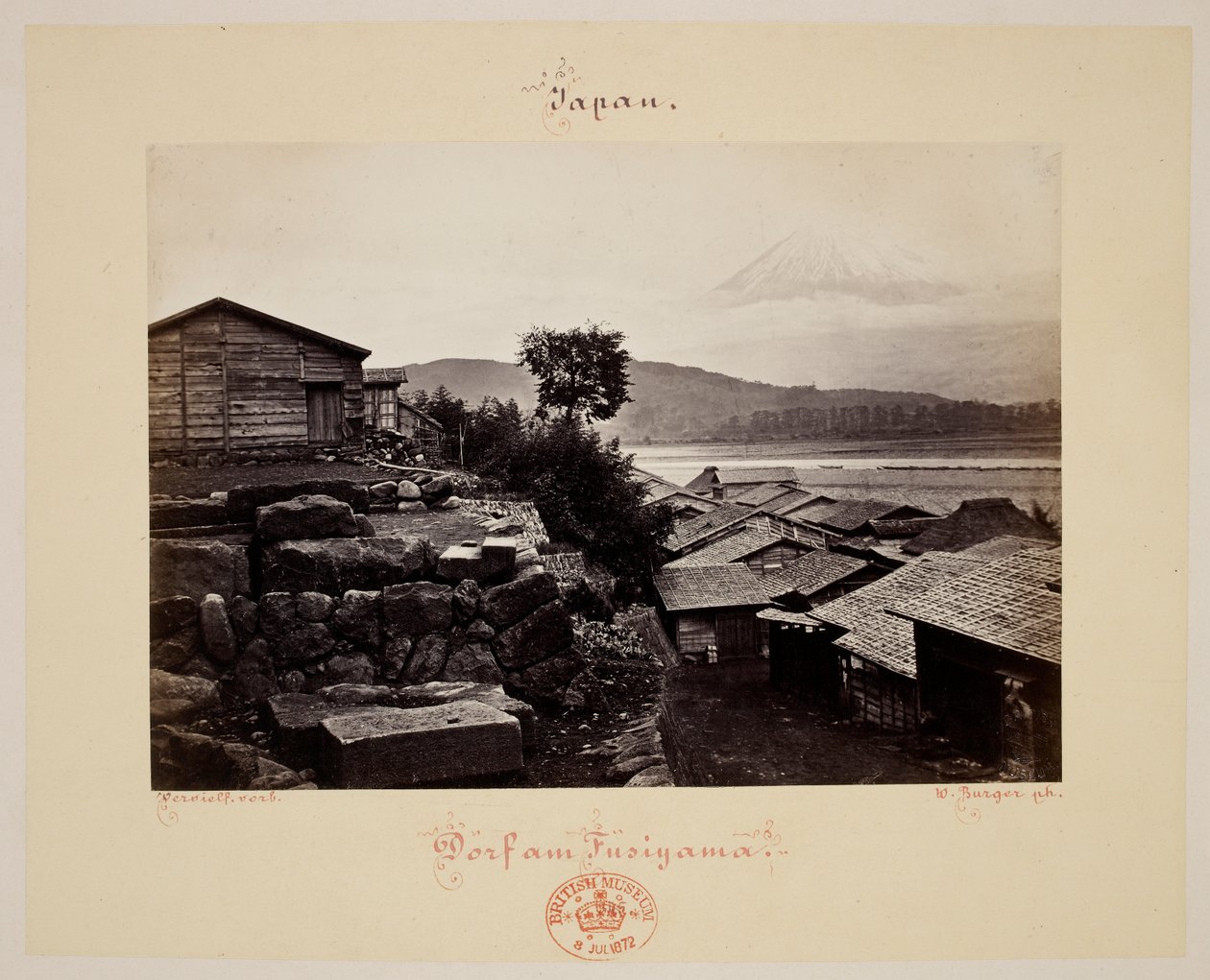 Fusiyama. House and Mount Fuji in the Background by Wilhelm J. Burger