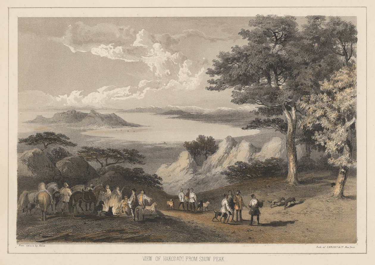 View of Hakodadi from Snow Peak by Wilhelm Joseph Heine