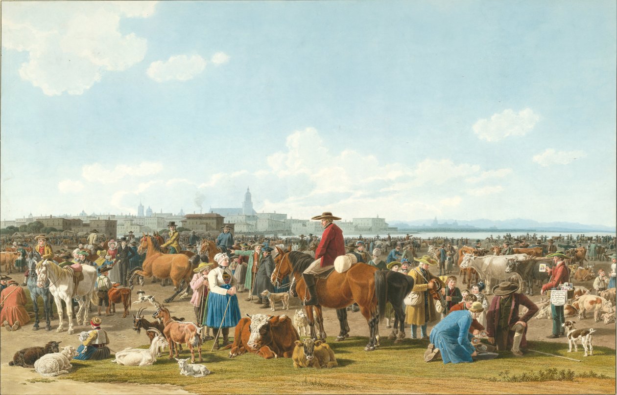 Cattle Market near Genoa by Wilhelm Kobell Ritter von