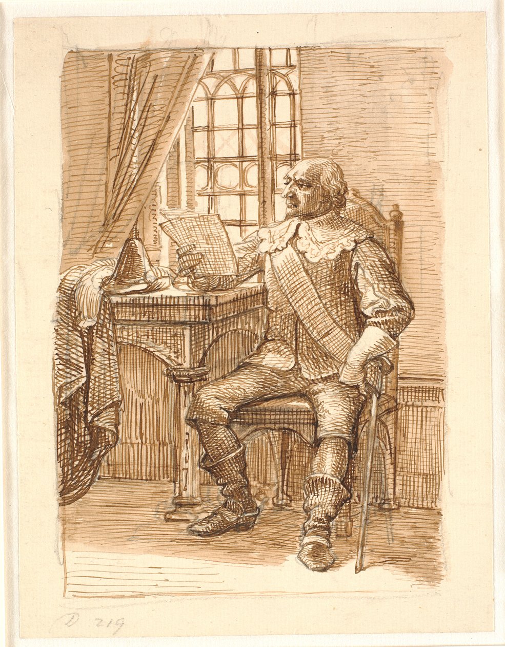 Nobleman from the Time of Christian IV Sitting and Reading a Letter by Wilhelm Marstrand