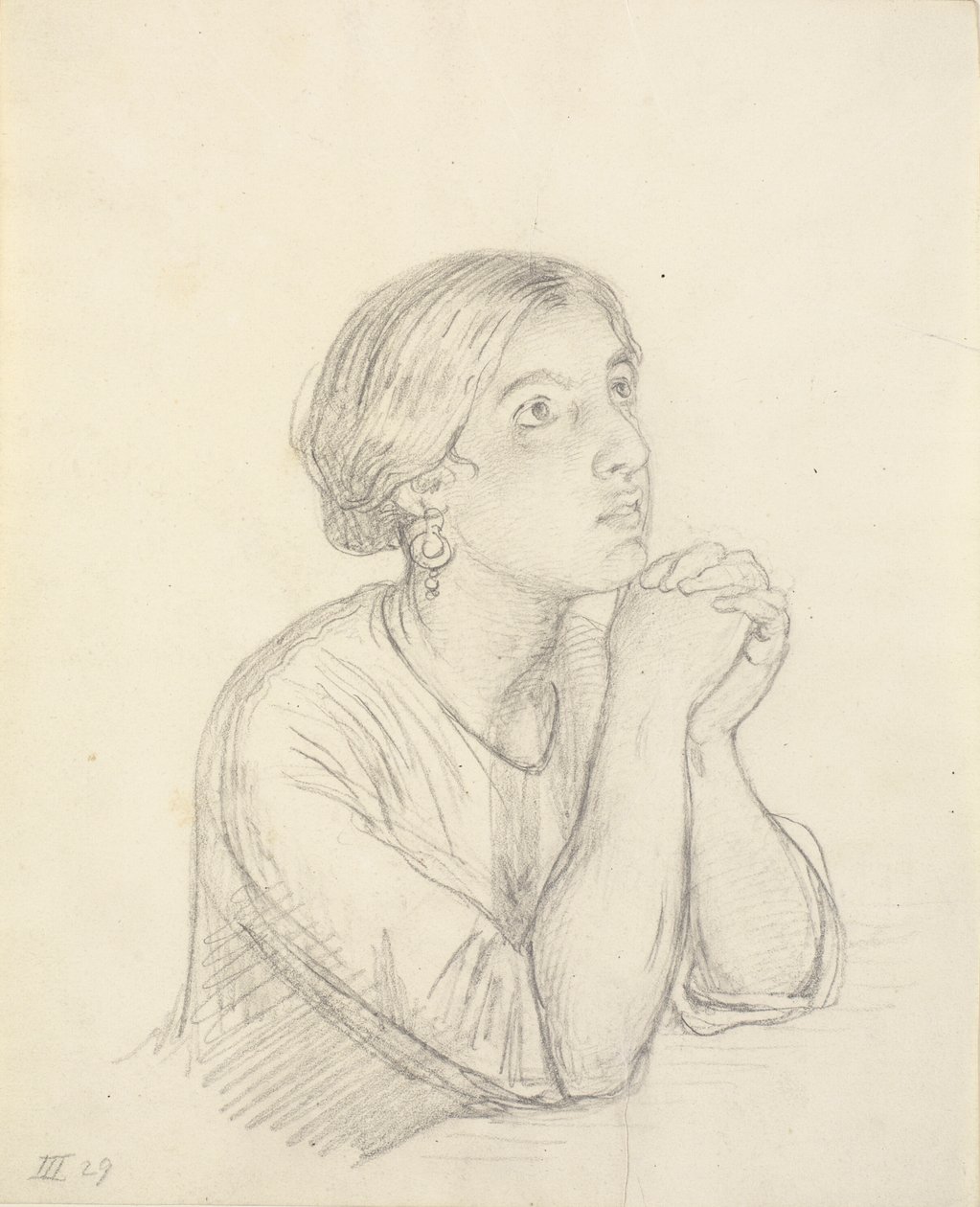 Praying Italian Woman, Bust Portrait by Wilhelm Marstrand