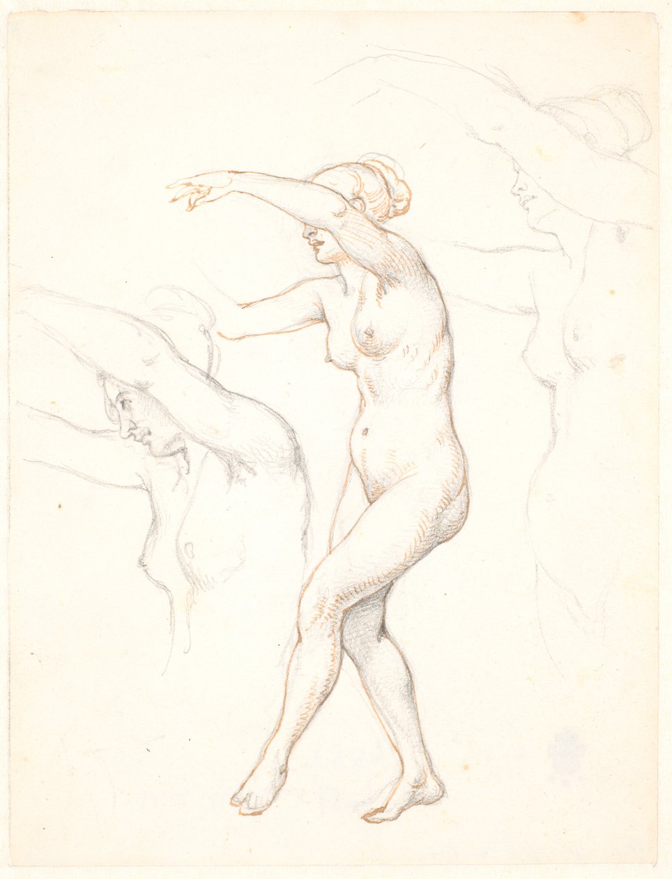 Sheet with Three Studies of a Nude Dancing Woman by Wilhelm Marstrand