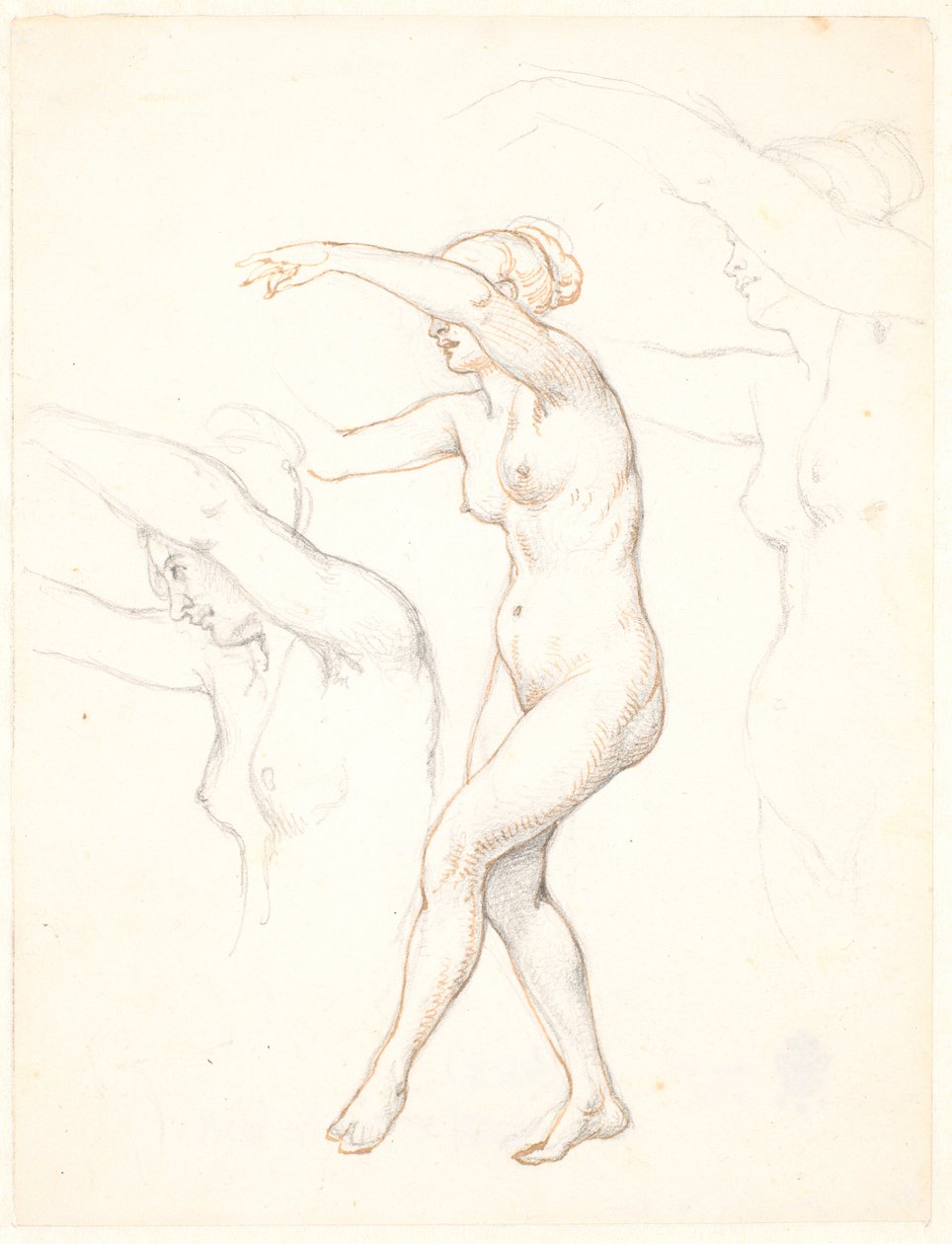 Sheet with Three Studies of a Nude Dancing Woman by Wilhelm Marstrand