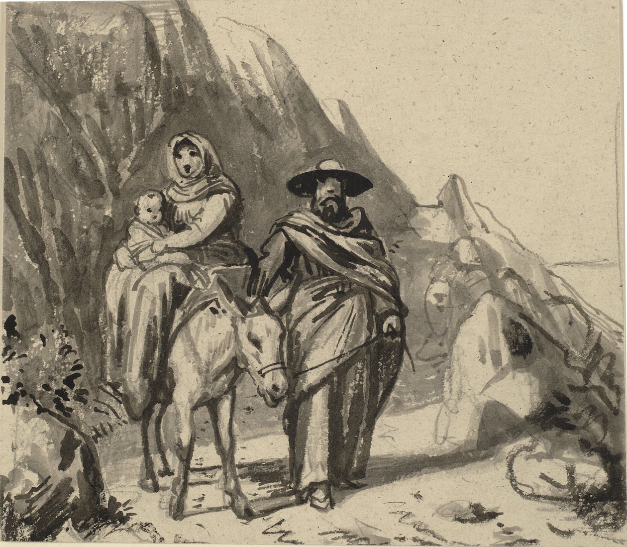 The Holy Family, Between Rocks on the Way to Egypt by Wilhelm Marstrand