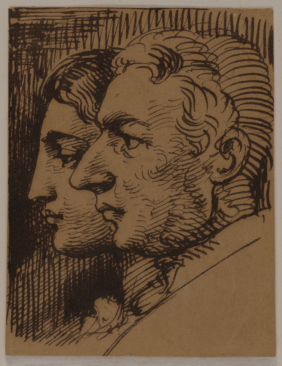 Double portrait of man and woman in profile by Wilhelm Marstrand