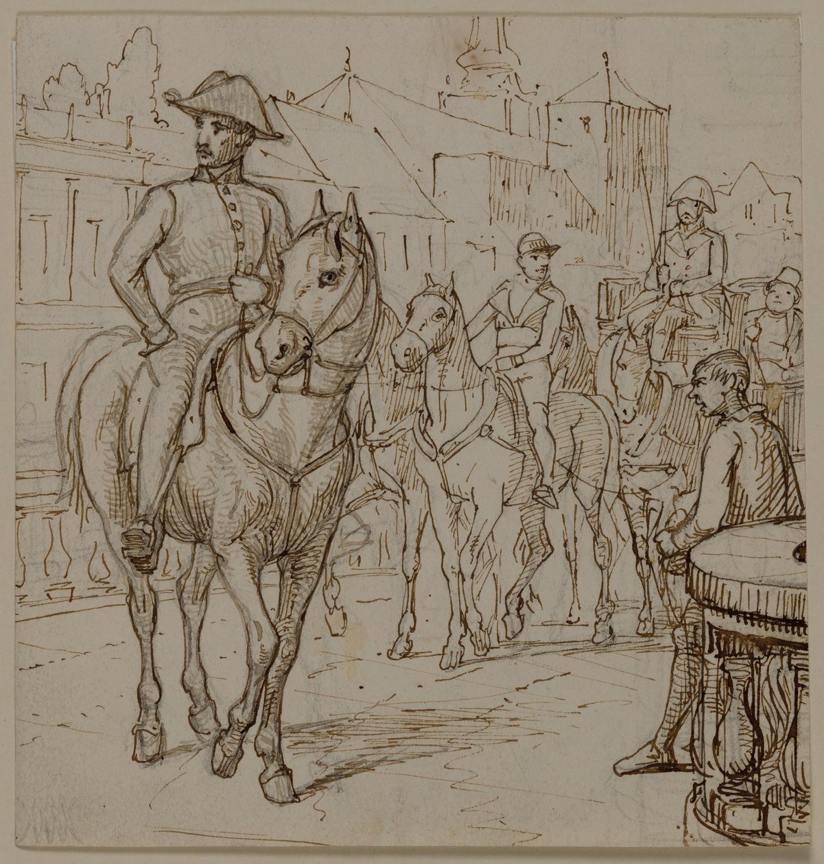 Four-horse Carriage with Fat Gentleman in Hat by Wilhelm Marstrand