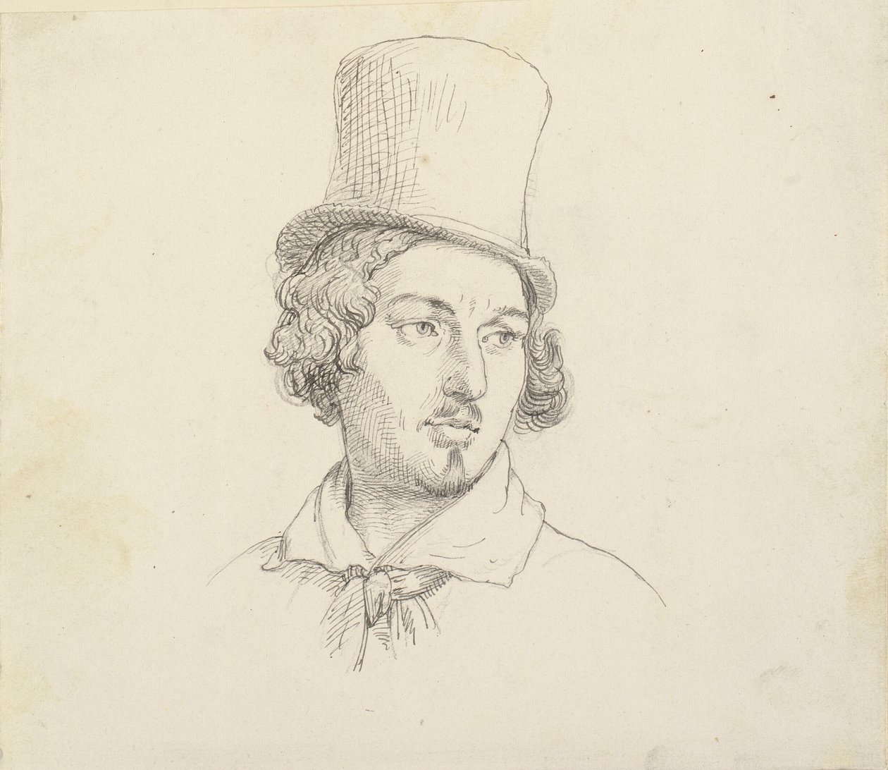 Head of a Man with a High Hat by Wilhelm Marstrand