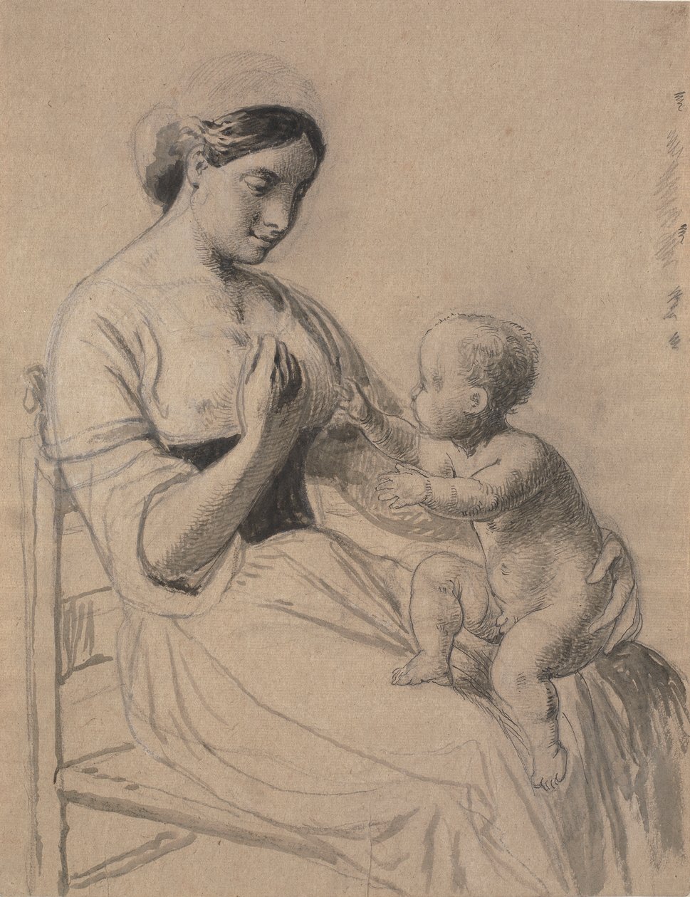 Italian woman with a naked child on her lap by Wilhelm Marstrand
