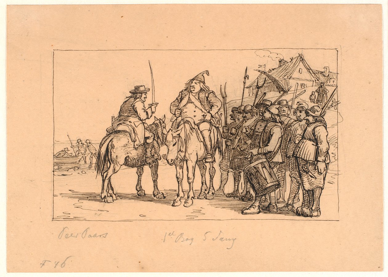 Peer Paars Book 1, Song 5. The Bailiff on Anholt and Jens Blok Gather Their Troops by Wilhelm Marstrand