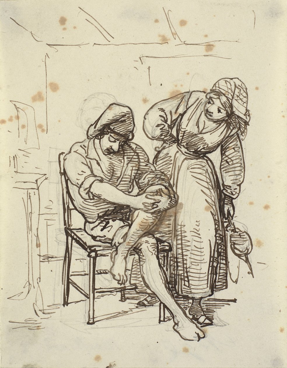 Girl Looking at a Young Fisherman Sitting on a Chair by Wilhelm Marstrand