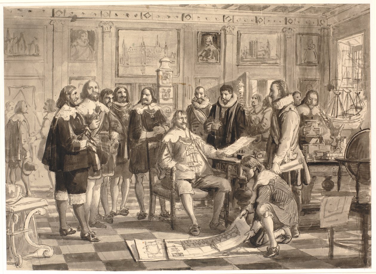The Plan for the Stock Exchange Presented to Christian IV in the Audience Hall at Rosenborg by Wilhelm Marstrand