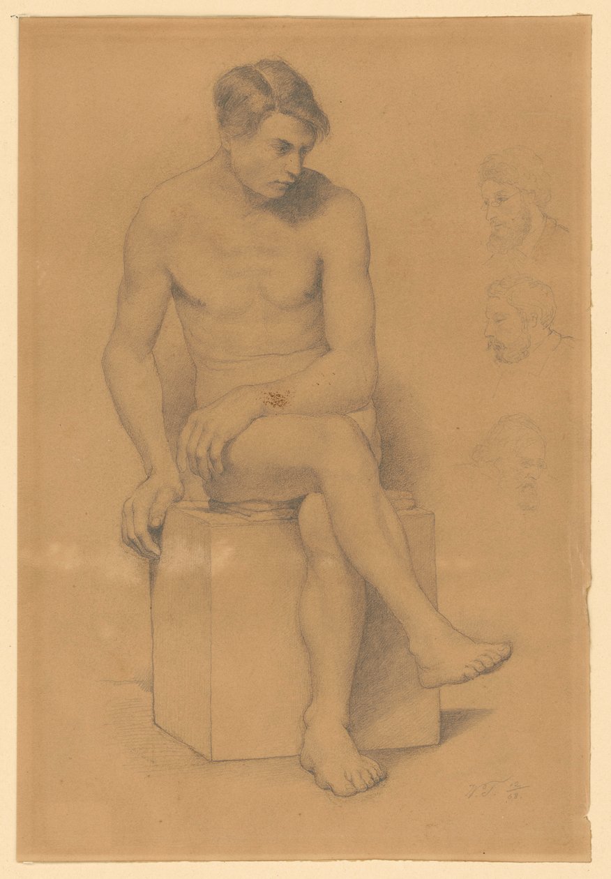 Male Nude by Wilhelm Trübner
