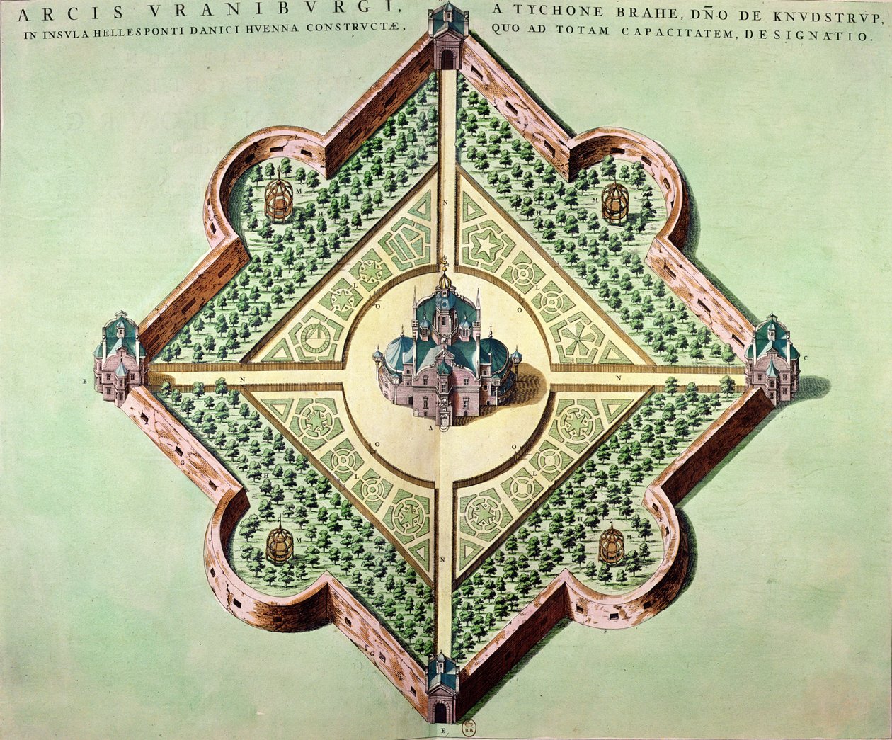Plan of the Castle and Observatory of Uraniborg, Constructed c.1584 by Tycho Brahe on the Island of Hven, Denmark from 