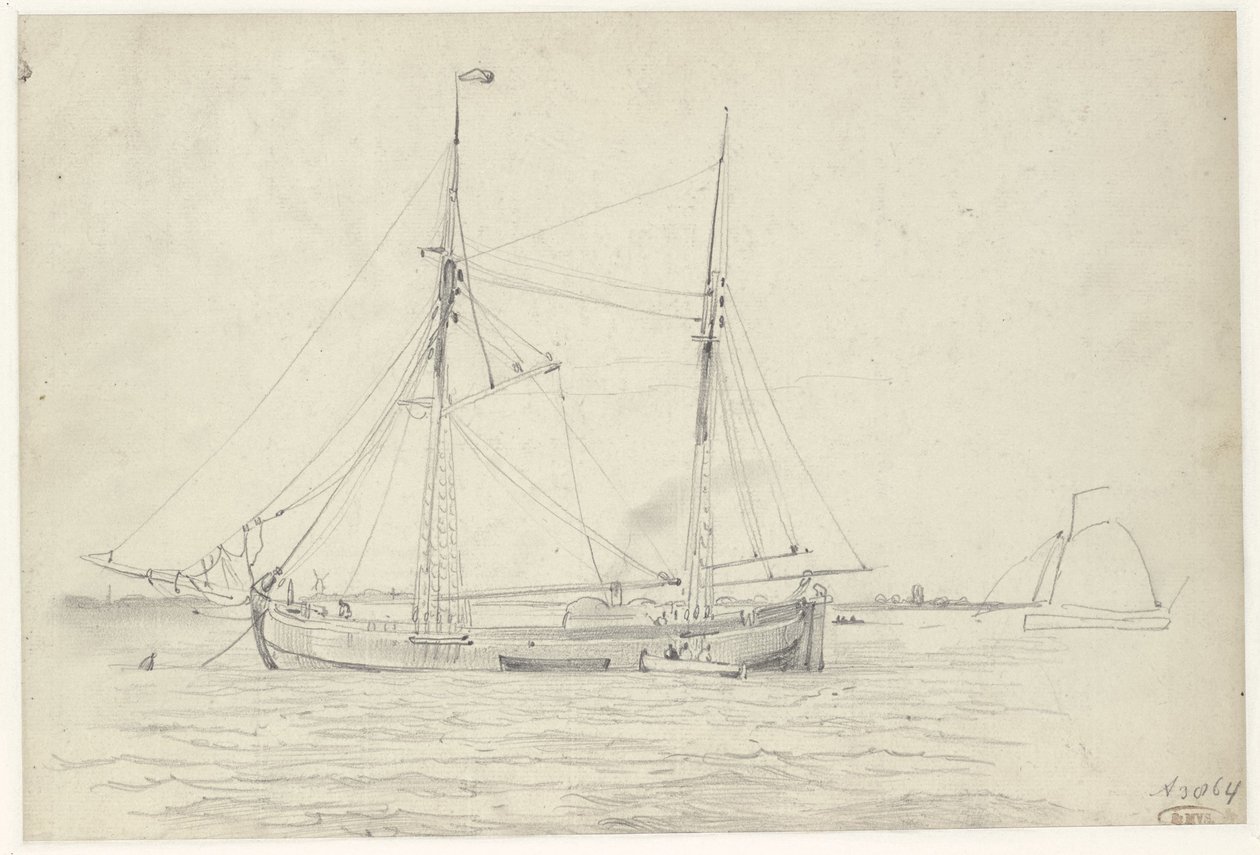 Ship on the Water by Willem Anthonie van Deventer