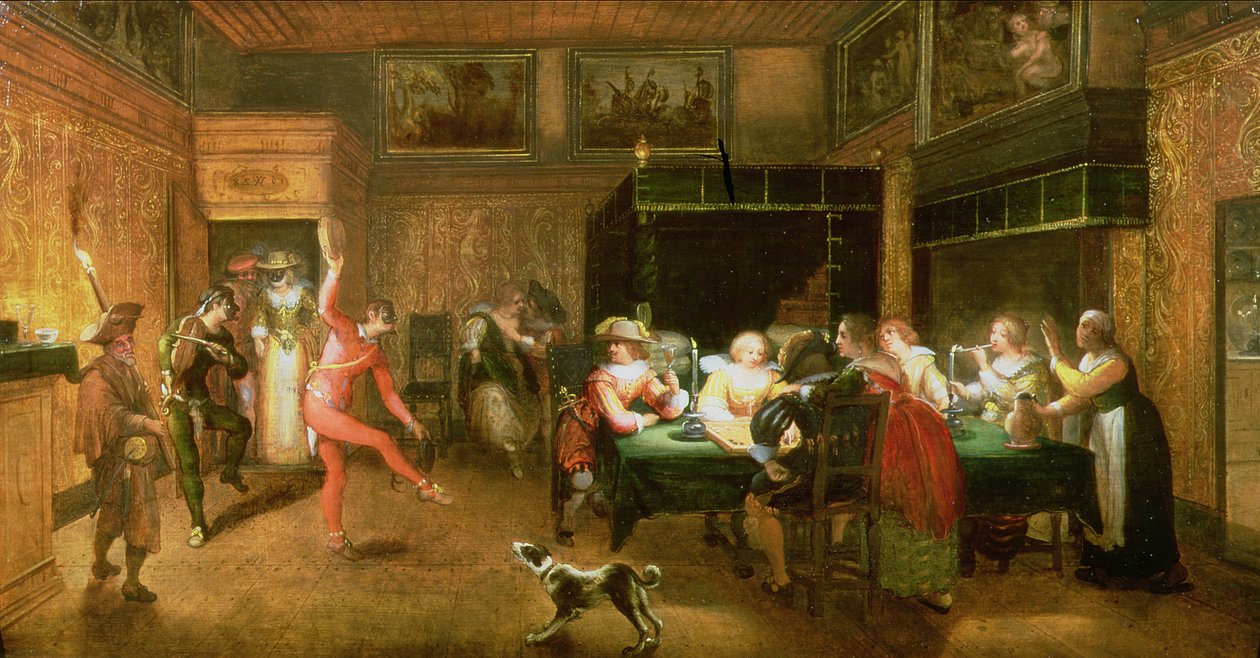 A Harlequin Entertaining by Willem Anthonissone Anthonis