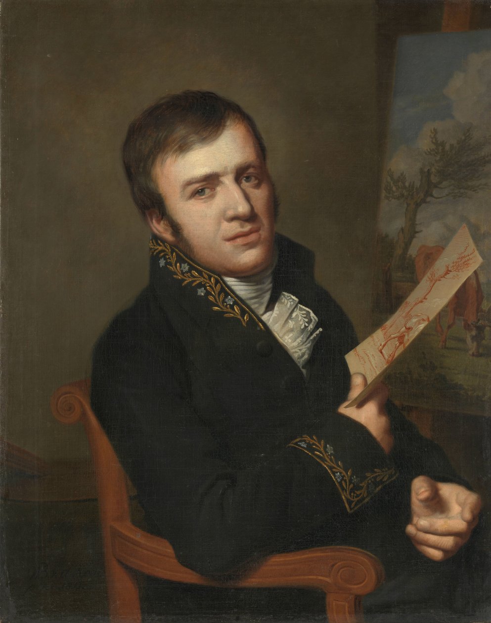 Jan (Baptist) Kobell II (1778-1814), Painter, in the Uniform of a Member of the Royal Institute of Science, Literature and the Fine Arts by Willem Bartel van der Kooi