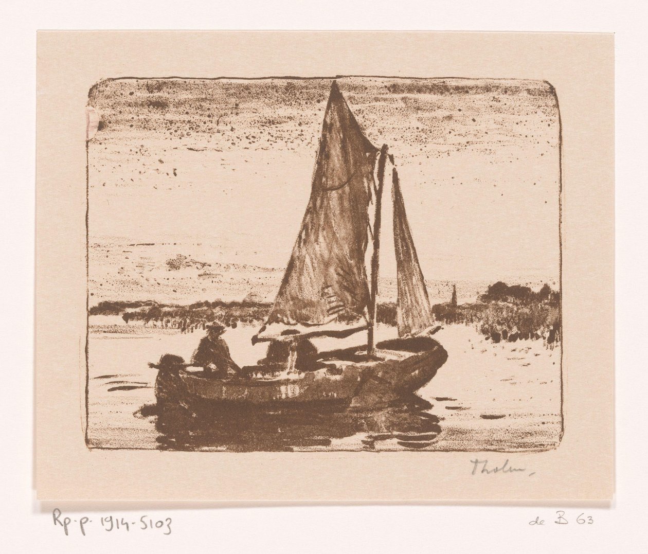 Man in Sailboat by Willem Bastiaan Tholen (signed by artist)