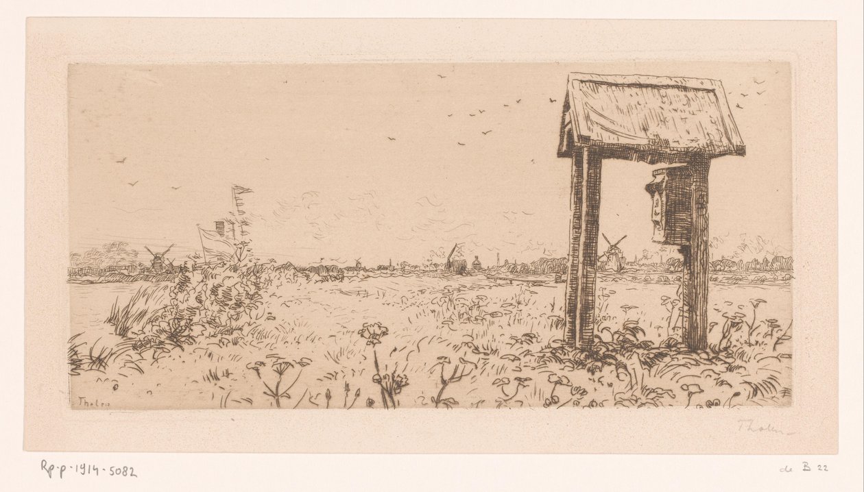 Meadows at the Kaag, with mailbox by Willem Bastiaan Tholen (signed by artist)