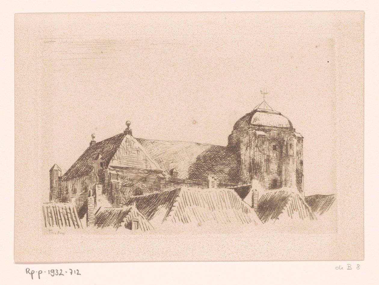 View of the Great Church in Veere (Ship on Tower, Veere) by Willem Bastiaan Tholen