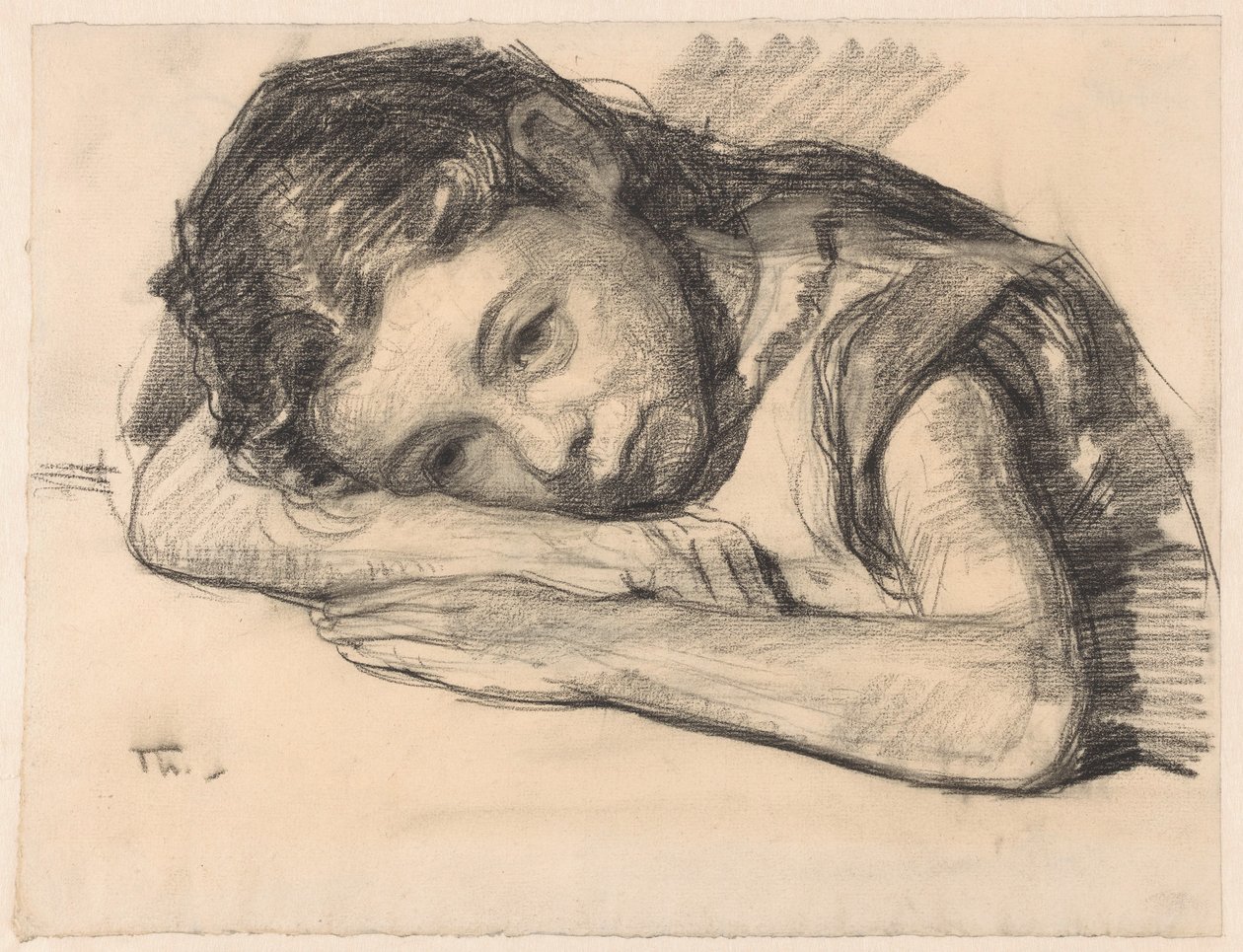 Liesbeth or Dora Arntzenius as a Child, Leaning on an Arm by Willem Bastiaan Tholen