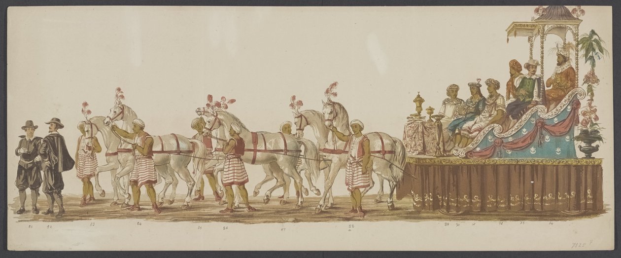 Delft Parade of 1862, Sixth Group (Fourth Lustrum of the Royal Academy in Delft - 1862 - Costumed Parade) by Willem Bernardus IJzerdraat