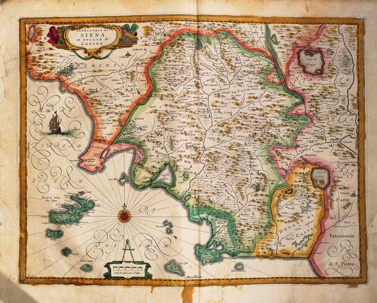 Map of The Confines of Siena by Willem Blaeu