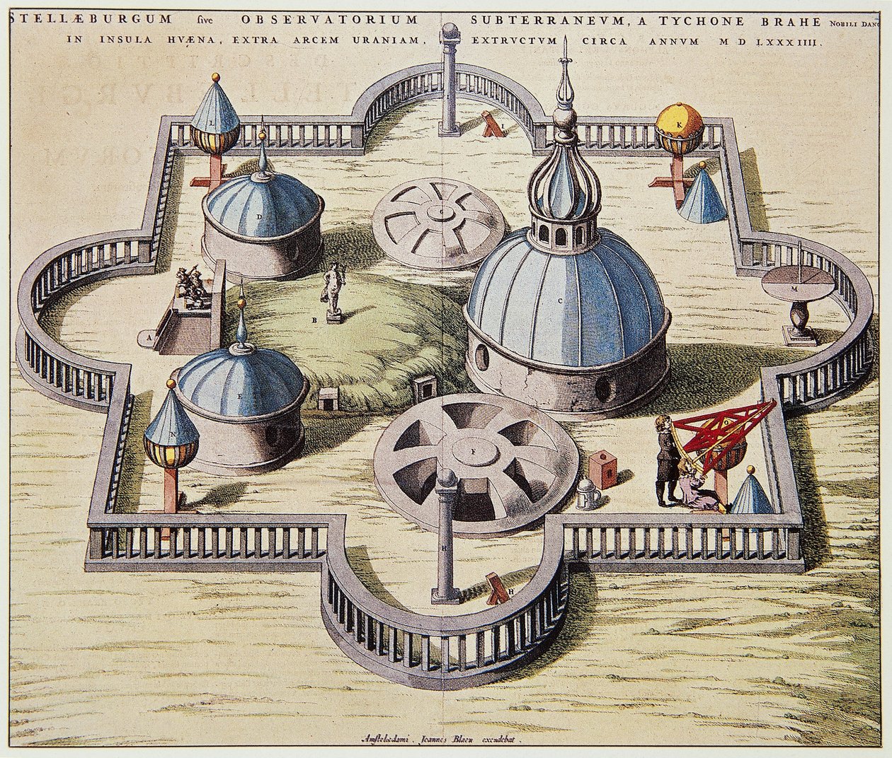 Stelleburgum sive Observatorium Subterraeum, underground astronomical observatory at Stjerneborg, designed by Tycho Brahe, drawing by Willem Blaeu, ca 1595 by Willem Blaeu