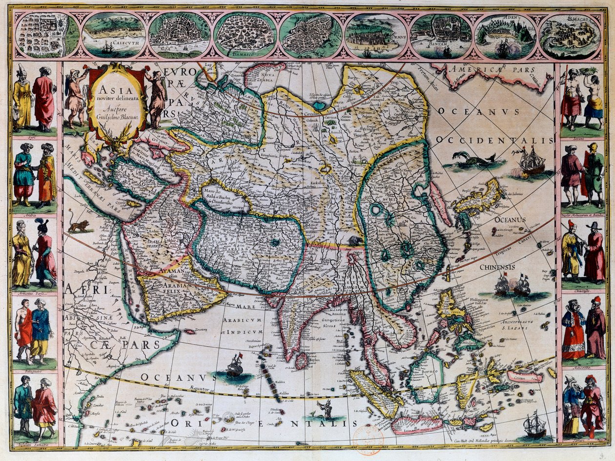 The theatre of the world or the new atlas Amsterdam. Geographic map of Asia by Willem Janszoon Blaeu by Willem Blaeu
