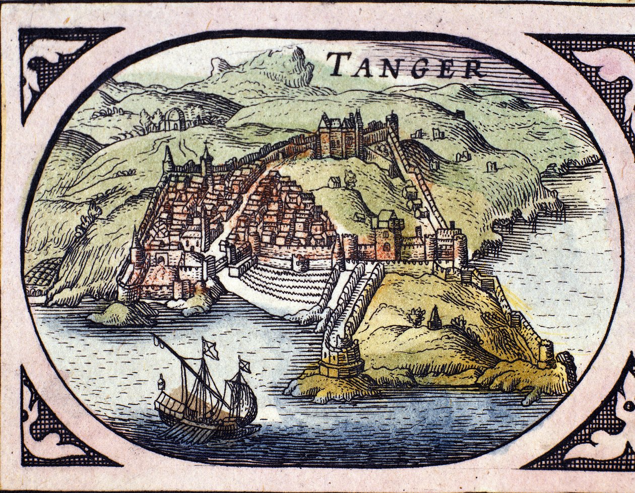 View of the fortified city of Tangier and the coast, Morocco. Map from the Dutch Atlas by W. G. Blaeu, Amsterdam by Willem Blaeu