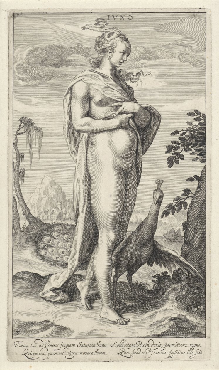 Juno with Peacock (series title: Judgment of Paris) by Willem Isaacsz. van Swanenburg