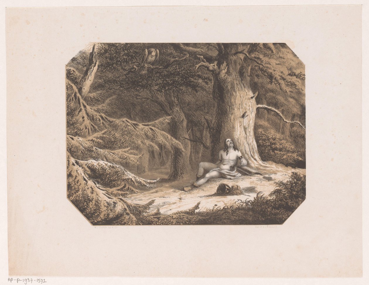 Half-Naked Man in the Forest by Willem Jacob Hofdijk