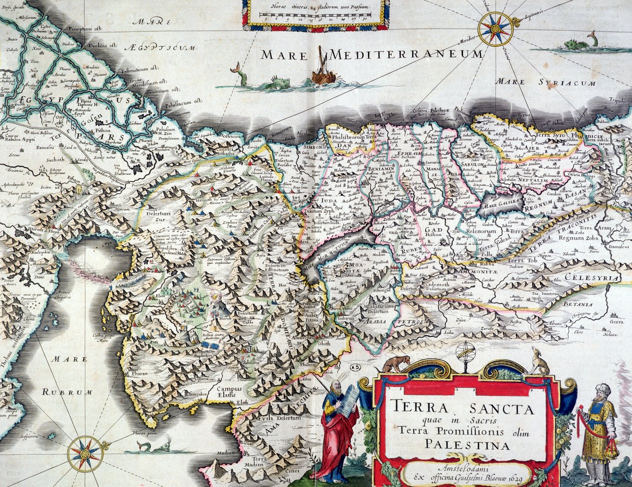 Map of the Holy Land, published in Amsterdam, 1629 by Willem Janszoon Blaeu