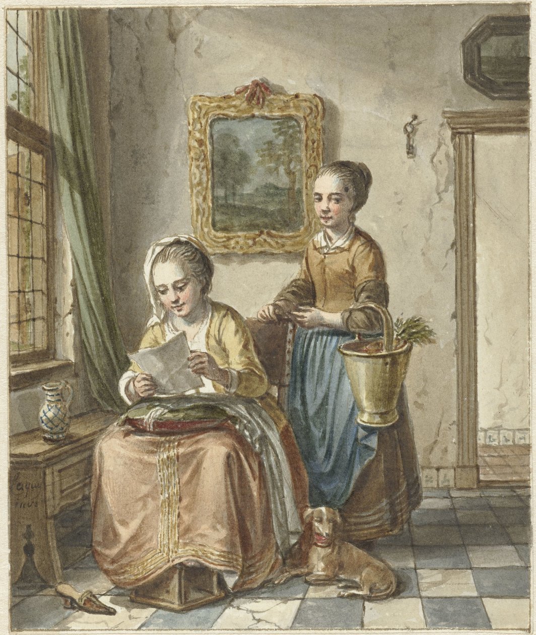 Seated Woman with Maid, Reading a Letter by Willem Joseph Laquy